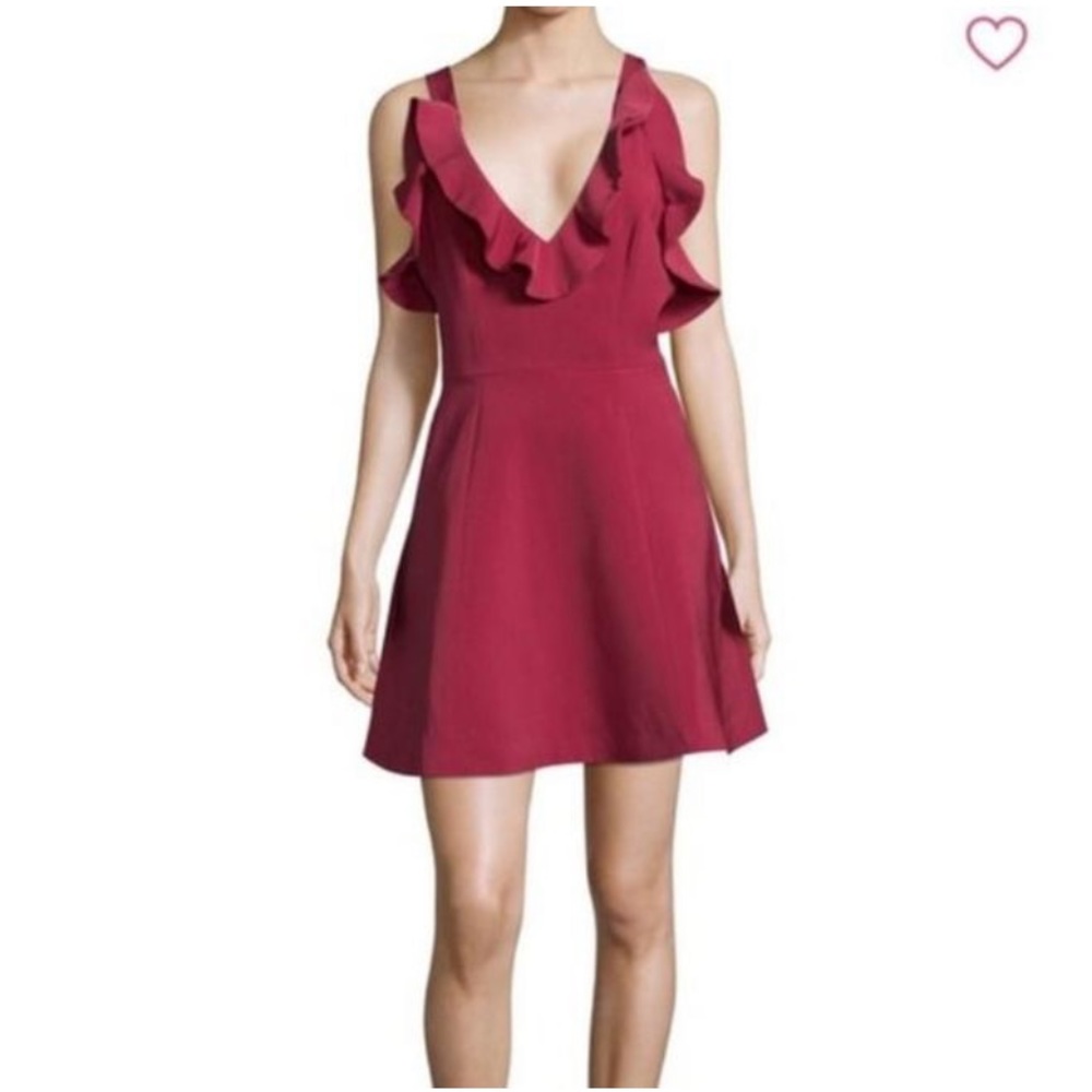 keepsake red mini ruffle dress